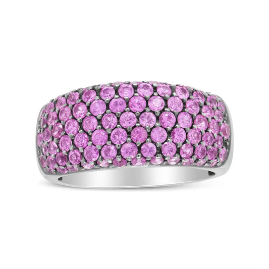 18k White Gold and Black Rhodium Multi Row Pink Sapphire Classic Band Ring - Fine Jewelry us Direct