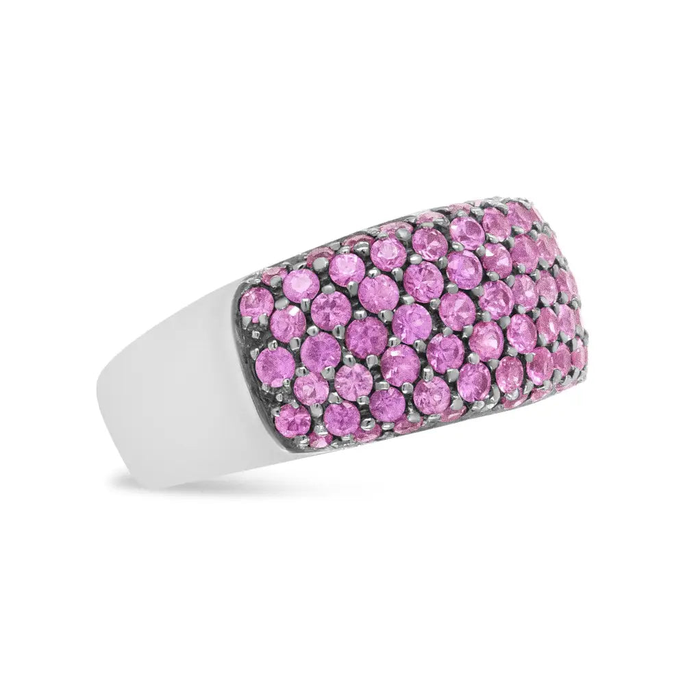 18k White Gold and Black Rhodium Multi Row Pink Sapphire Classic Band Ring - Fine Jewelry us Direct