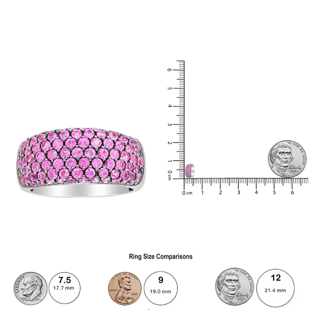 18k White Gold and Black Rhodium Multi Row Pink Sapphire Classic Band Ring - Fine Jewelry us Direct