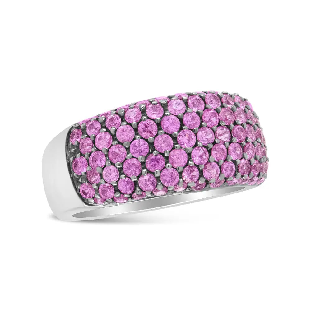 18k White Gold and Black Rhodium Multi Row Pink Sapphire Classic Band Ring - Fine Jewelry us Direct