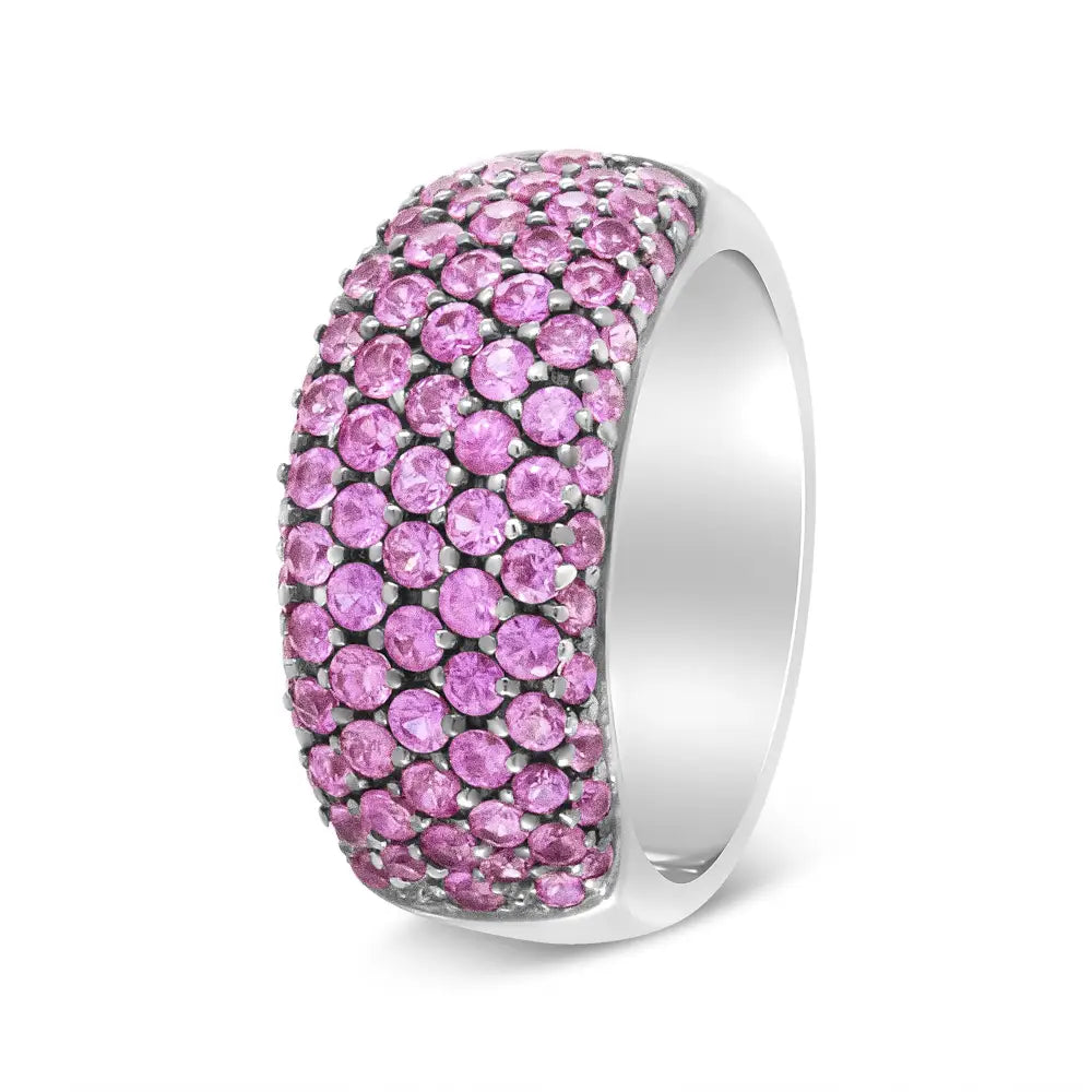 18k White Gold and Black Rhodium Multi Row Pink Sapphire Classic Band Ring - Fine Jewelry us Direct