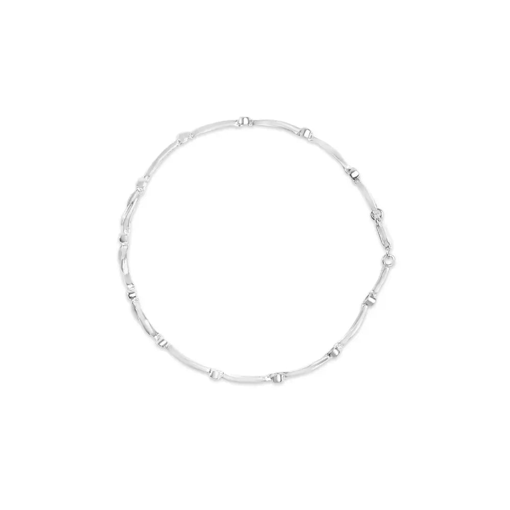 18k White Gold Diamond Accent 3 Stone Link 7’’ Bracelet (i-j Color I1-i2 Clarity) - Fine Jewelry us Direct