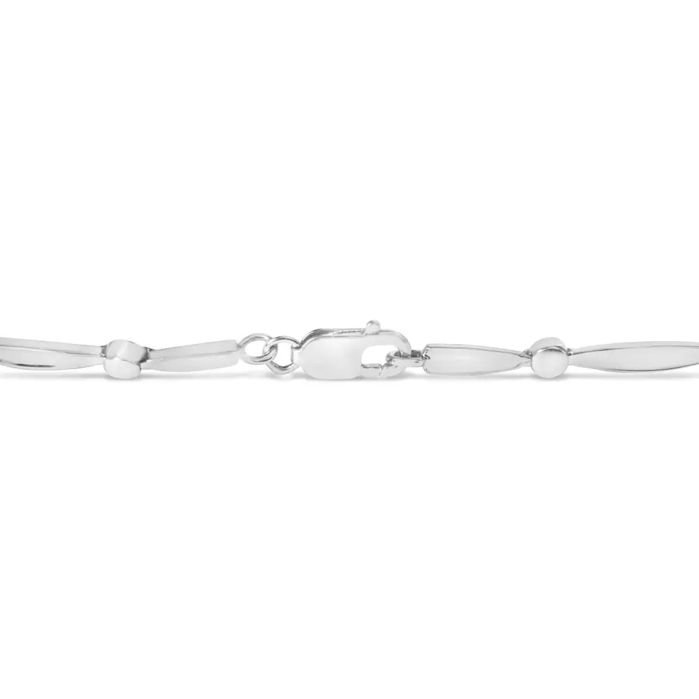 18k White Gold Diamond Accent 3 Stone Link 7’’ Bracelet (i-j Color I1-i2 Clarity) - Fine Jewelry us Direct