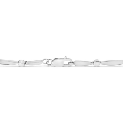 18k White Gold Diamond Accent 3 Stone Link 7’’ Bracelet (i-j Color I1-i2 Clarity) - Fine Jewelry us Direct