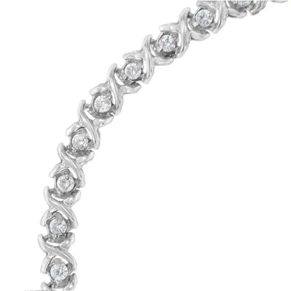 18k White Gold Round Cut Diamond Wrapped in Love Bracelet (1.00 Cttw H-i Color I1-i2 Clarity) - Fine Jewelry us Direct