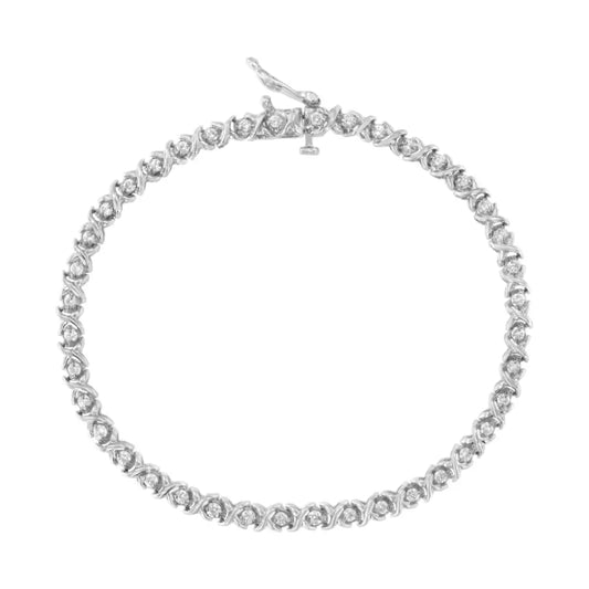 18k White Gold Round Cut Diamond Wrapped in Love Bracelet (1.00 Cttw H-i Color I1-i2 Clarity) - Fine Jewelry us Direct