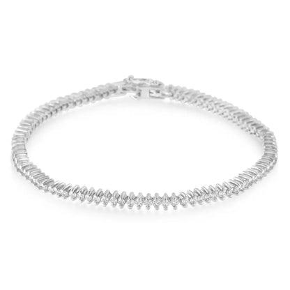 18k White Gold Round Cut Pave Diamond Tennis Bracelet (2.00 Cttw H-i Color Si2-i1 Clarity) - Fine Jewelry us Direct