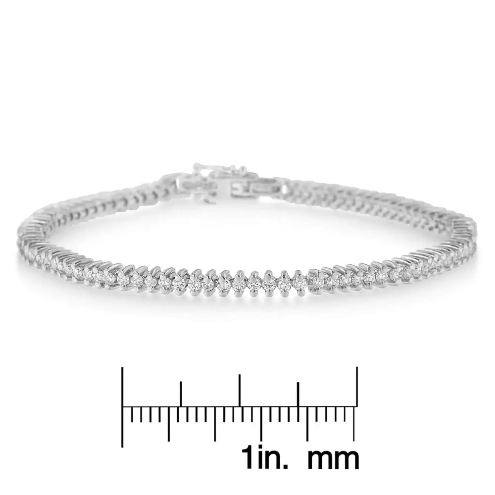 18k White Gold Round Cut Pave Diamond Tennis Bracelet (2.00 Cttw H-i Color Si2-i1 Clarity) - Fine Jewelry us Direct