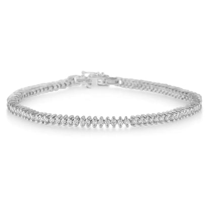 18k White Gold Round Cut Pave Diamond Tennis Bracelet (2.00 Cttw H-i Color Si2-i1 Clarity) - Fine Jewelry us Direct