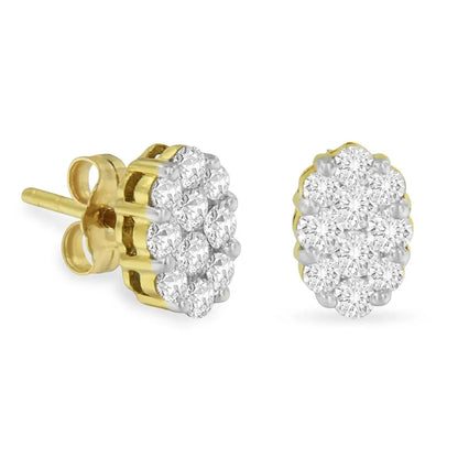 18k Yellow Gold 1 Cttw Flower Diamond Stud Earrings (h-i I1-i2) - Fine Jewelry us Direct