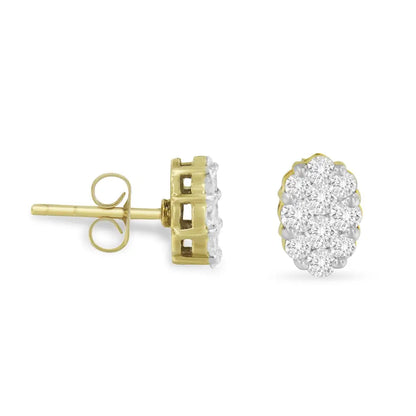 18k Yellow Gold 1 Cttw Flower Diamond Stud Earrings (h-i I1-i2) - Fine Jewelry us Direct