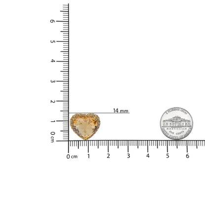 18k Yellow Gold 2/3 Cttw Brown Diamonds and 11x11mm Heart-cut Citrine Gemstone Halo Heart Stud Earrings (brown Color