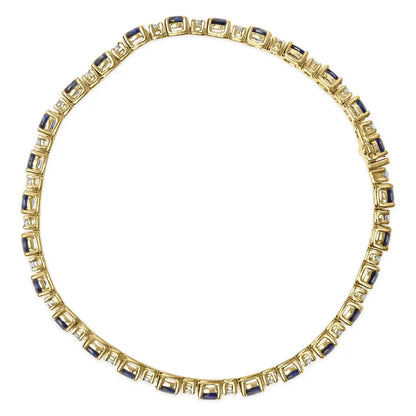 18k Yellow Gold 3/4 Cttw Diamond and 5 1/3 Oval Blue Sapphire Alternating Link Bracelet (g-h Color Vs1-vs2 Clarity)