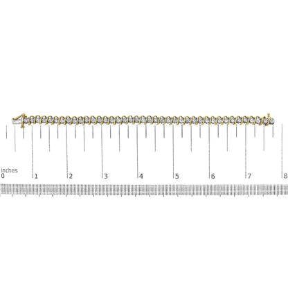 18k Yellow Gold 4.0 Cttw Round-cut Diamond S-link 7’’ Inch Tennis Bracelet (i-j Color Si1-si2 Clarity) - Fine