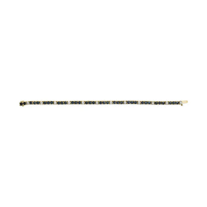 18k Yellow Gold Alternating 1 1/5 Cttw Diamond and 3x3 Mm Blue Sapphire Tennis Bracelet (g-h Color Vs1-vs2 Clarity)