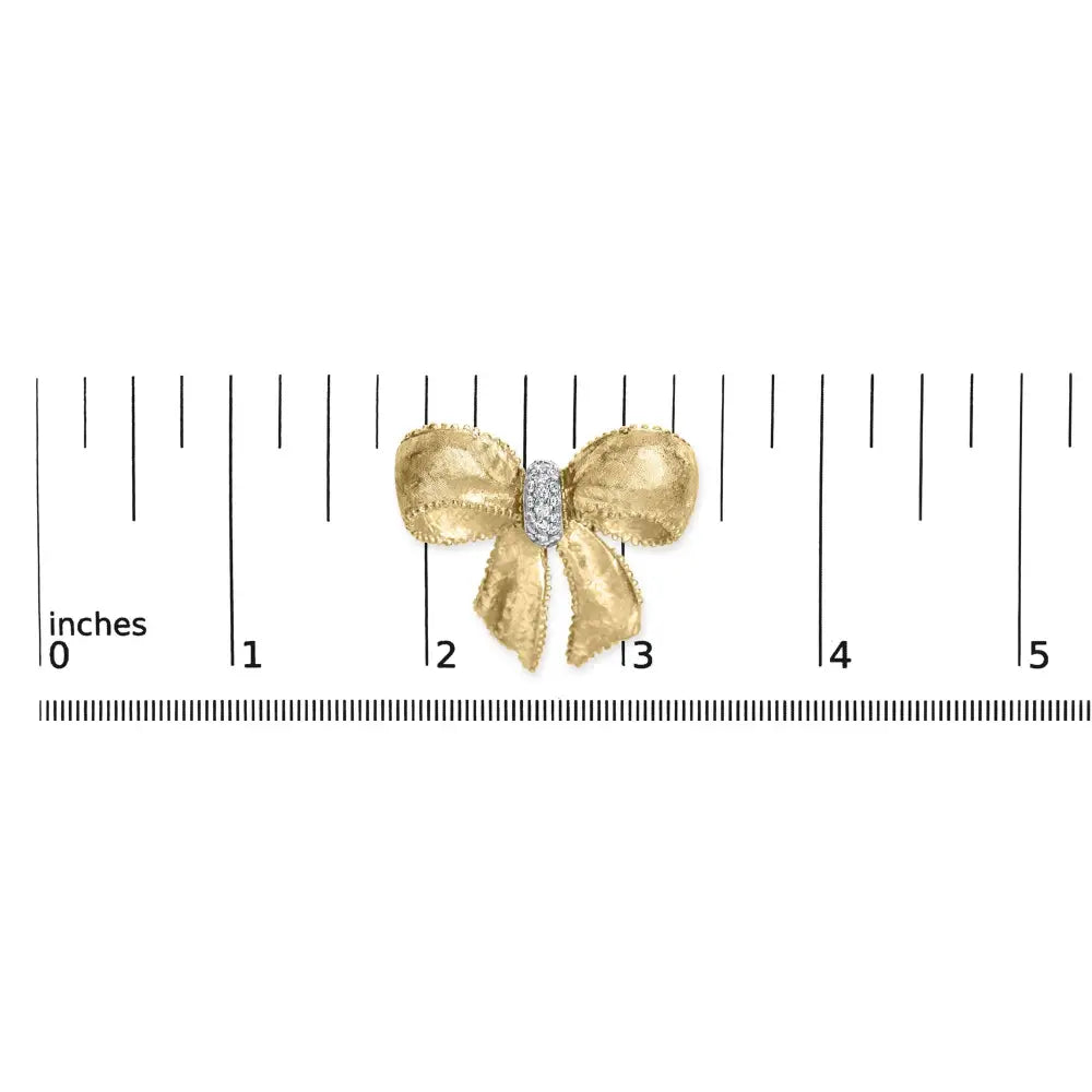 18k Yellow Gold and 3/5 Cttw Diamond Bow Pin Brooch (g-h Color Vs1-vs2 Clarity) - Fine Jewelry us Direct