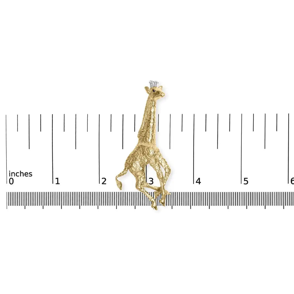 18k Yellow Gold Diamond Accent and Blue Sapphire Giraffe Pin Brooch (g-h Color Vs2-si1 Clarity) - Fine Jewelry us Direct