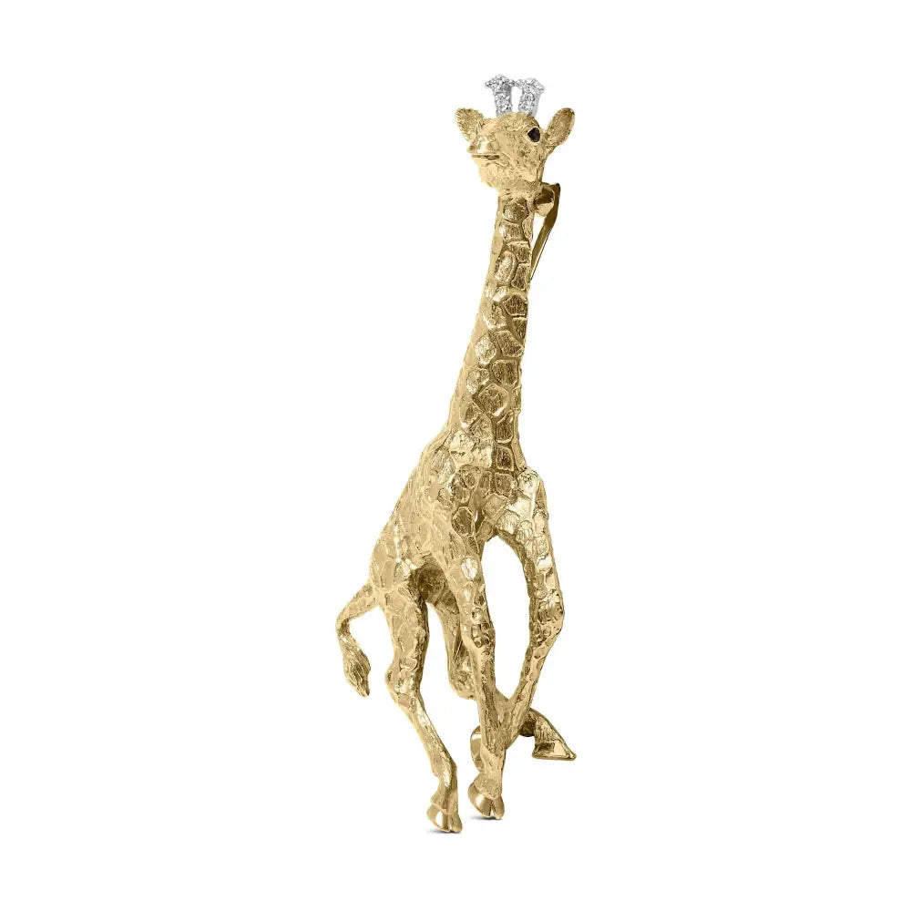 18k Yellow Gold Diamond Accent and Blue Sapphire Giraffe Pin Brooch (g-h Color Vs2-si1 Clarity) - Fine Jewelry us Direct