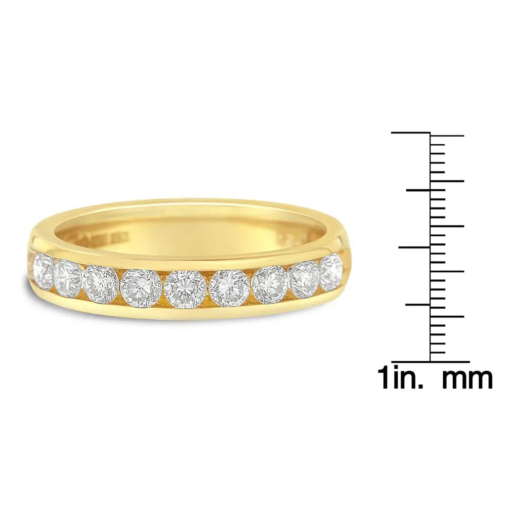 18k Yellow Gold Diamond Wedding Band Ring (1 Cttw H-i Color Si2-i1 Clarity) - Fine Jewelry us Direct