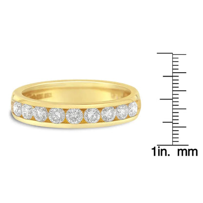 18k Yellow Gold Diamond Wedding Band Ring (1 Cttw H-i Color Si2-i1 Clarity) - Fine Jewelry us Direct