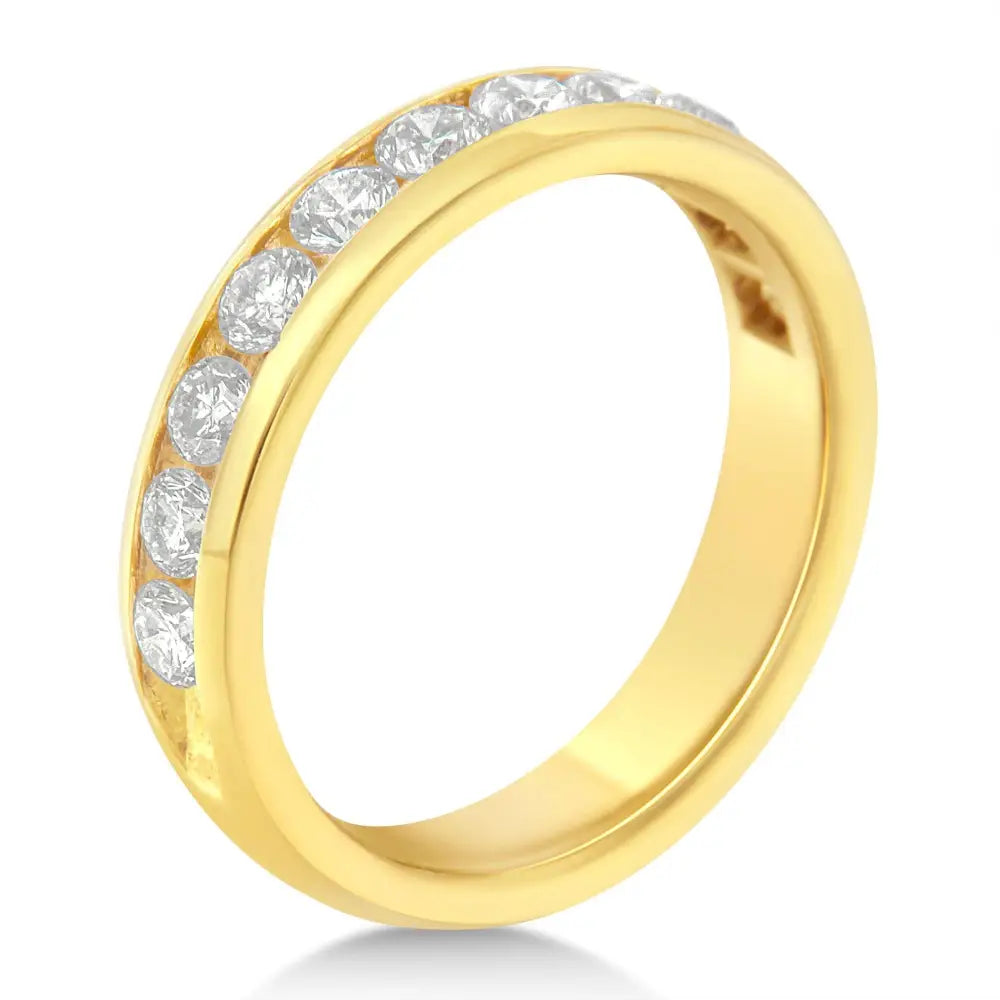 18k Yellow Gold Diamond Wedding Band Ring (1 Cttw H-i Color Si2-i1 Clarity) - Fine Jewelry us Direct