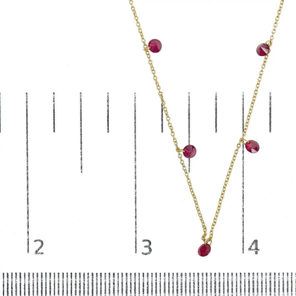 18k Yellow Gold Necklace 1 1/3 Cttw Dangling Red Ruby Drop 18’’ Chain Collar - Fine Jewelry us Direct