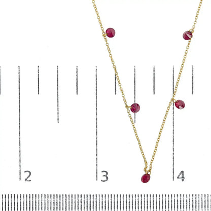 18k Yellow Gold Necklace 1 1/3 Cttw Dangling Red Ruby Drop 18’’ Chain Collar - Fine Jewelry us Direct