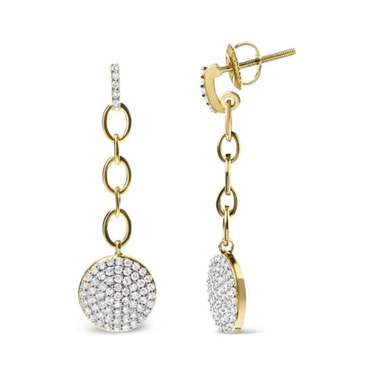 18k Yellow Gold Plated.925 Sterling Silver 1.0 Cttw Diamond Composite Cluster Dangle Chain Earrings (i-j Color I1-i2