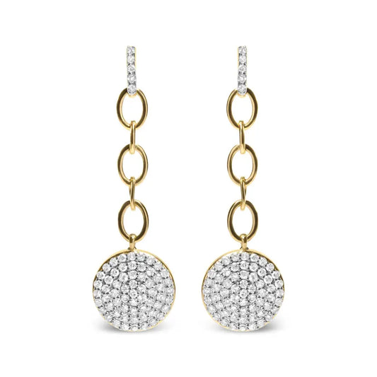 18k Yellow Gold Plated.925 Sterling Silver 1.0 Cttw Diamond Composite Cluster Dangle Chain Earrings (i-j Color I1-i2