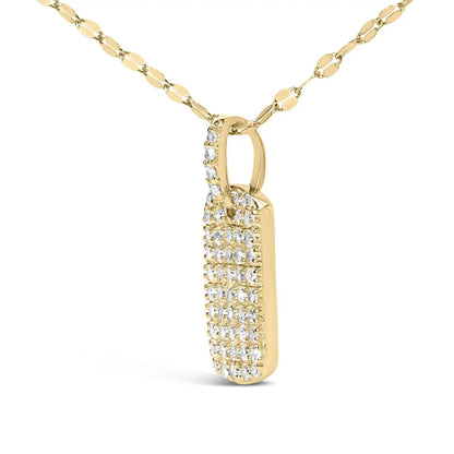 18k Yellow Gold Plated.925 Sterling Silver 1/3 Cttw Diamond Studded Dog Tag 18’’ Pendant Necklace (i-j Color I2-i3