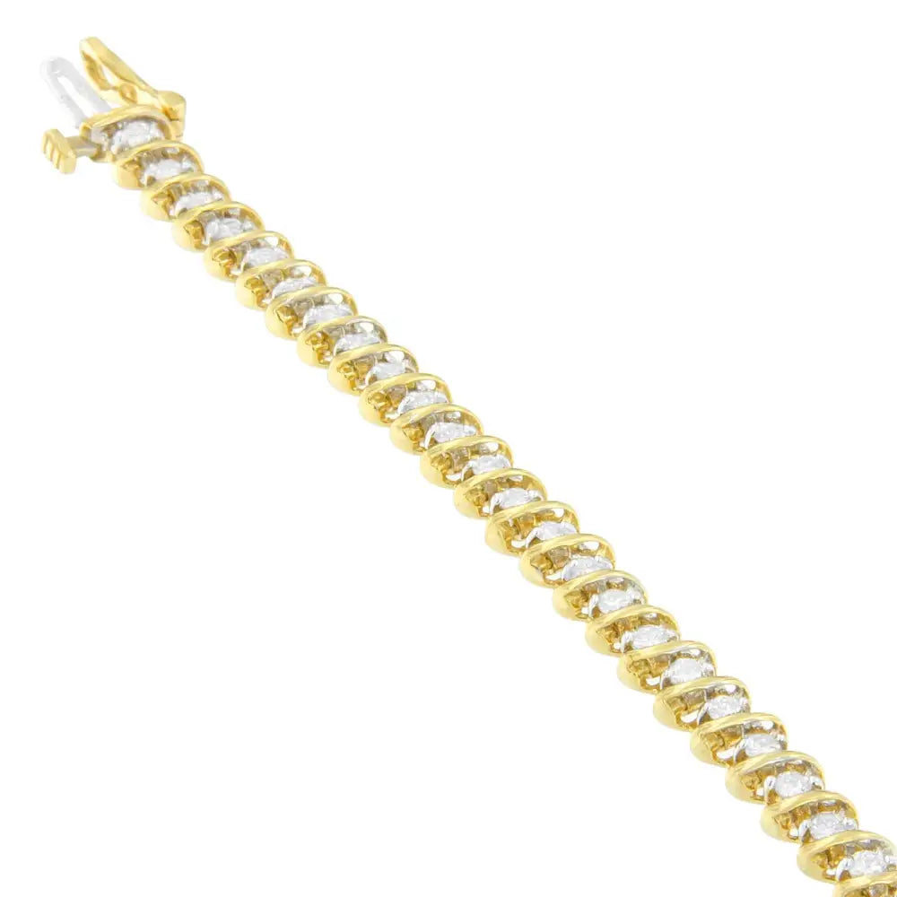 18k Yellow Gold Round Cut Diamond Spiral Link Bracelet (2.00 Cttw I-j Color I1-i2 Clarity) - Fine Jewelry us Direct