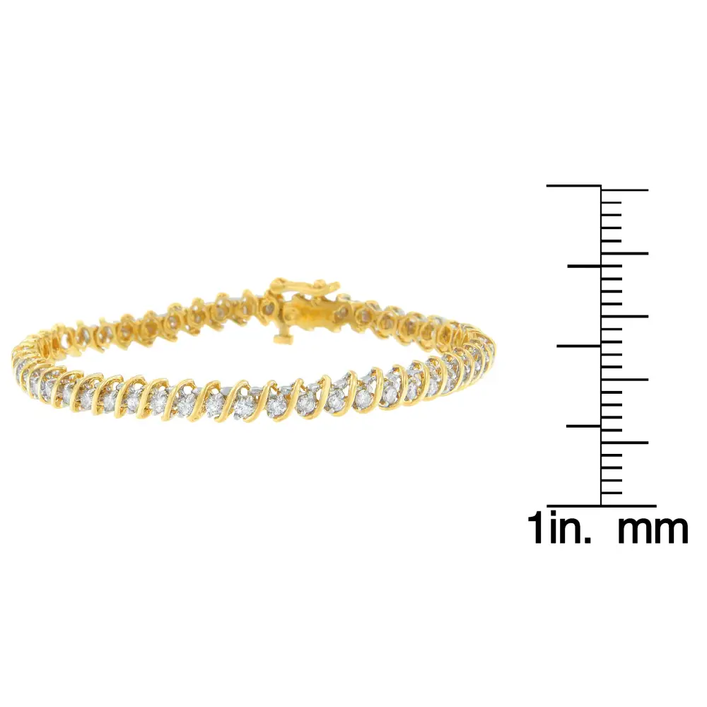 18k Yellow Gold Round Cut Diamond Spiral Link Bracelet (2.00 Cttw I-j Color I1-i2 Clarity) - Fine Jewelry us Direct