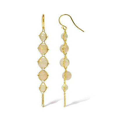 18k Yellow Gold Woven Egyptian Opal 2 1/2 Inch Drop and Dangle Earrings - Fine Jewelry us Direct