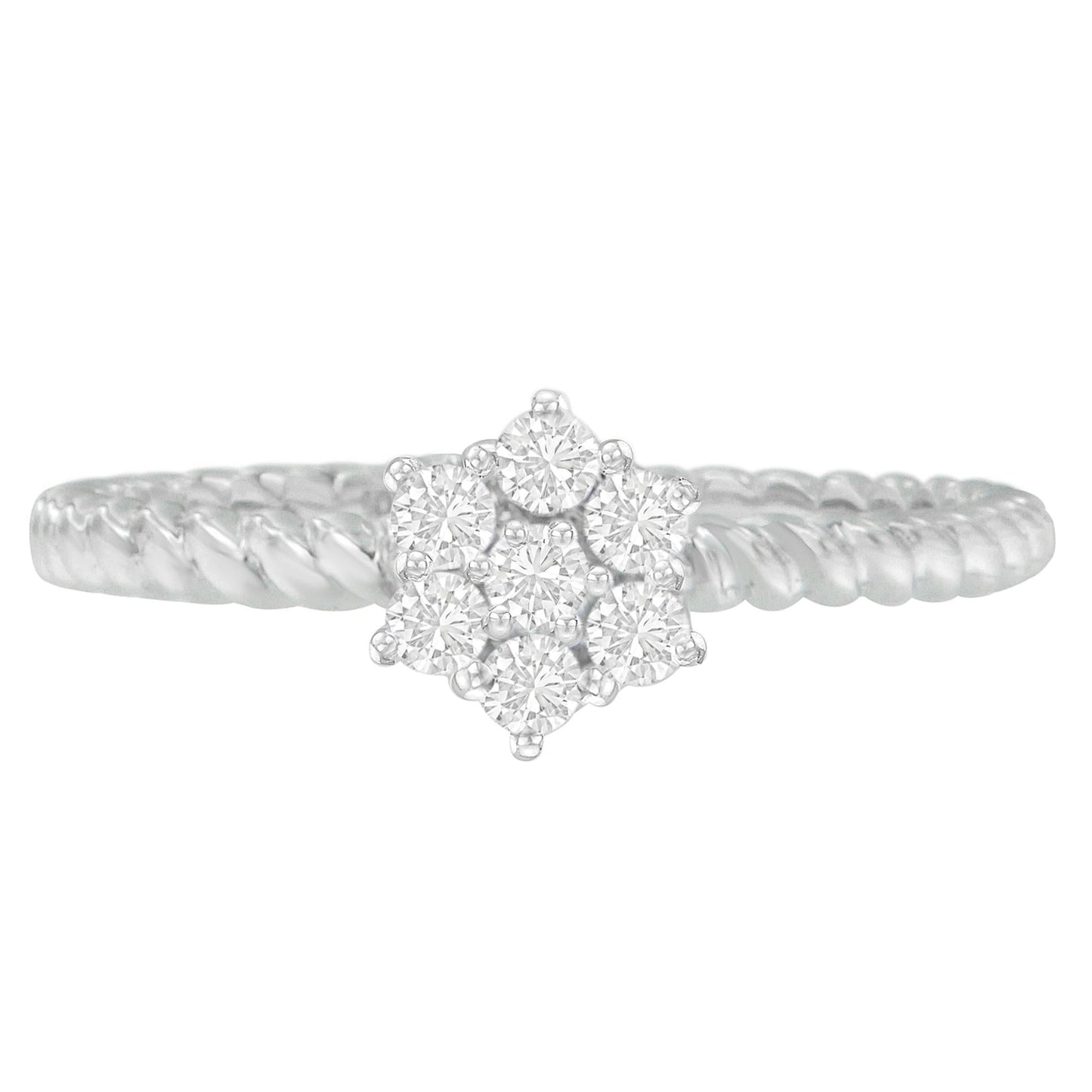 10K White Gold Diamond Cluster Ring (1/4 Cttw H-I Color SI1-SI2 Clarity)