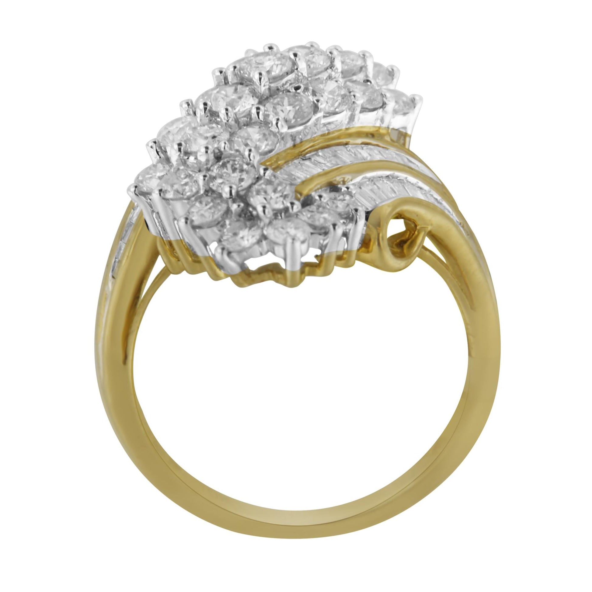 10kt Yellow Gold Diamond Cluster Ring (2 5/8 cttw H-I Color SI2-I1 Clarity) - 7