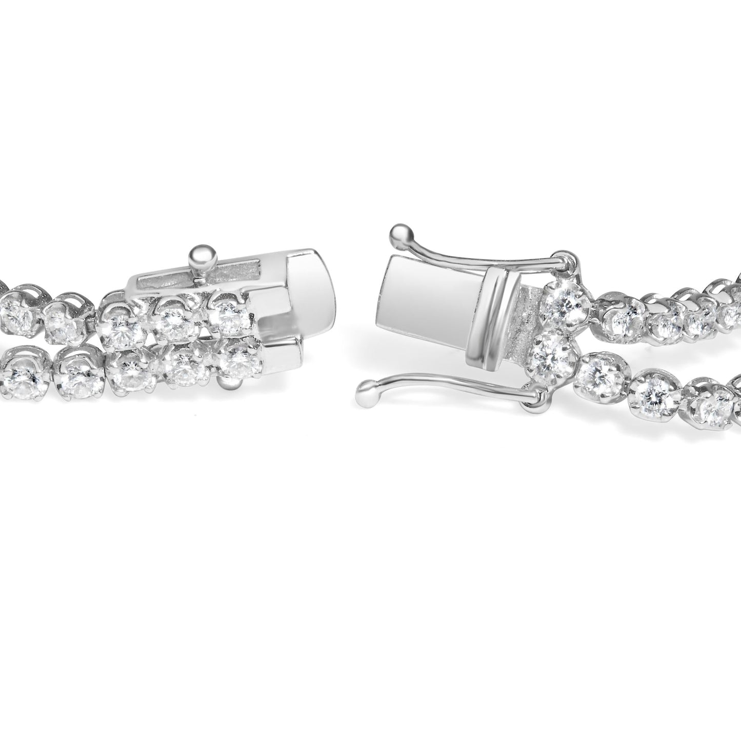 18K White Gold 5 3/5 Cttw Natural Diamond Double Row Link Tennis Bracelet (G-H