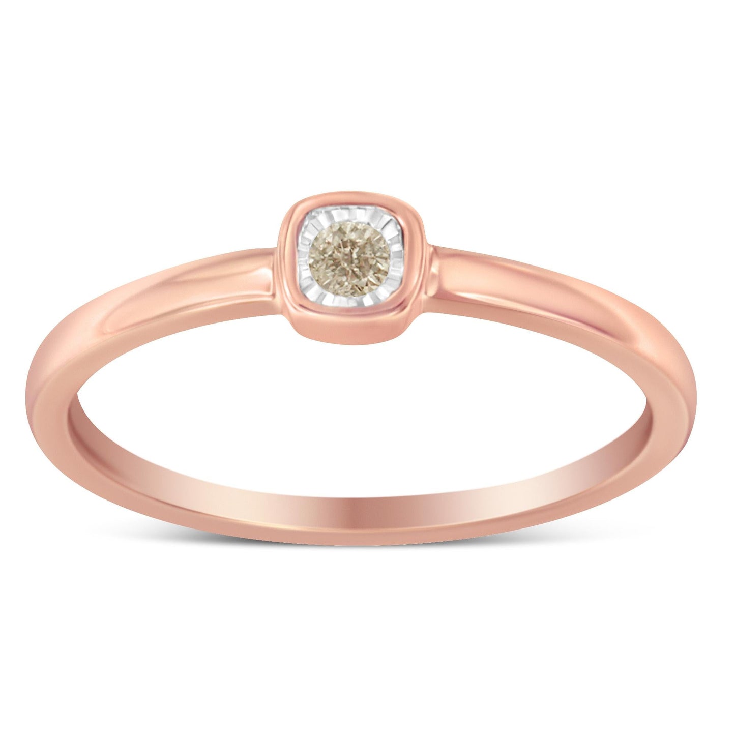 14K Rose Gold Plated.925 Sterling Silver 1/20 Carat Diamond Square