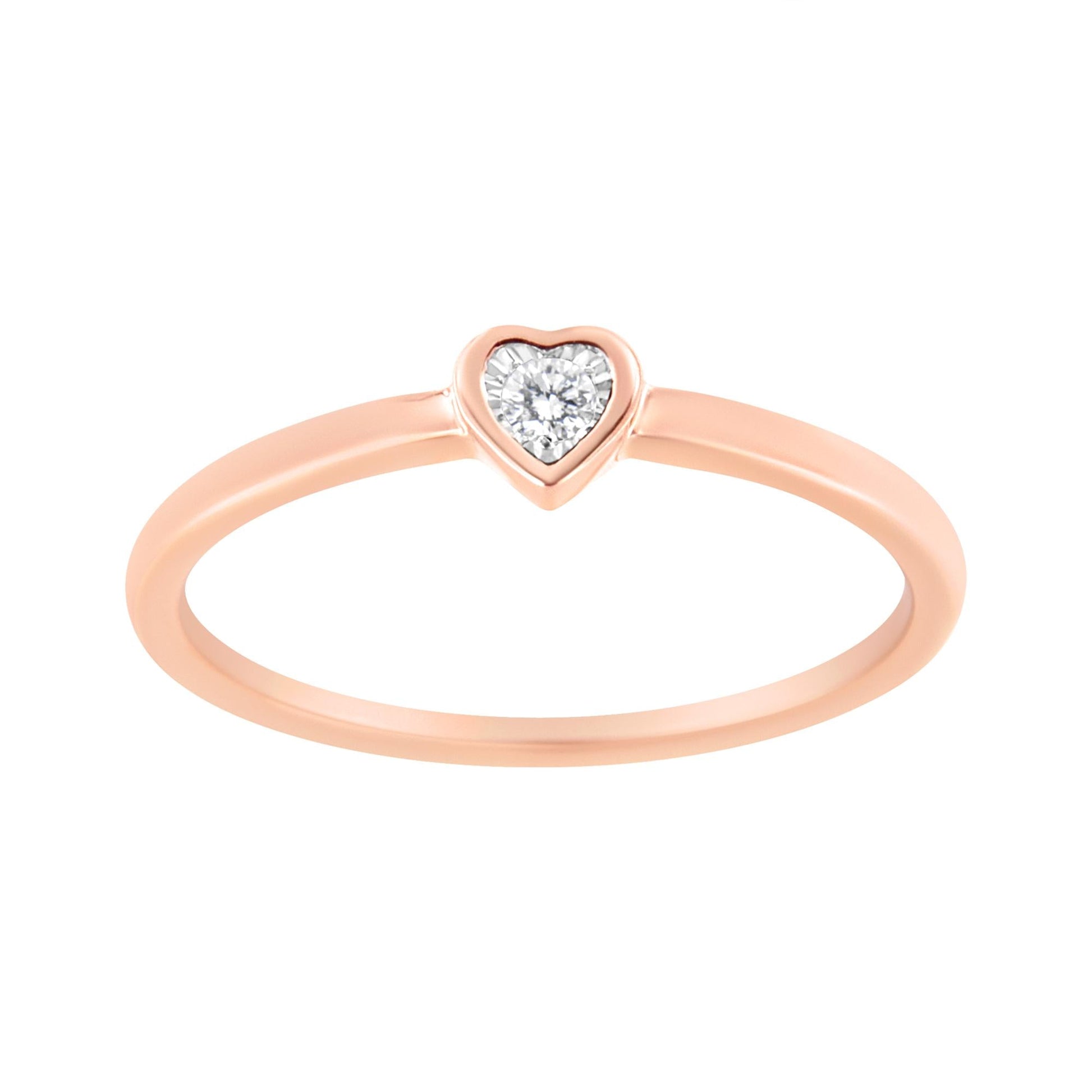 14K Rose Gold Plated.925 Sterling Silver Miracle Set Diamond Accent Heart