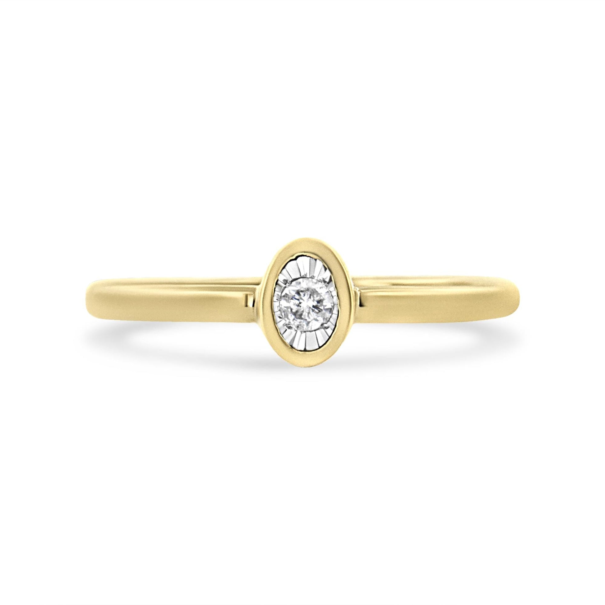 14K Yellow Gold Plated.925 Sterling Silver Miracle Set Diamond Accent Oval