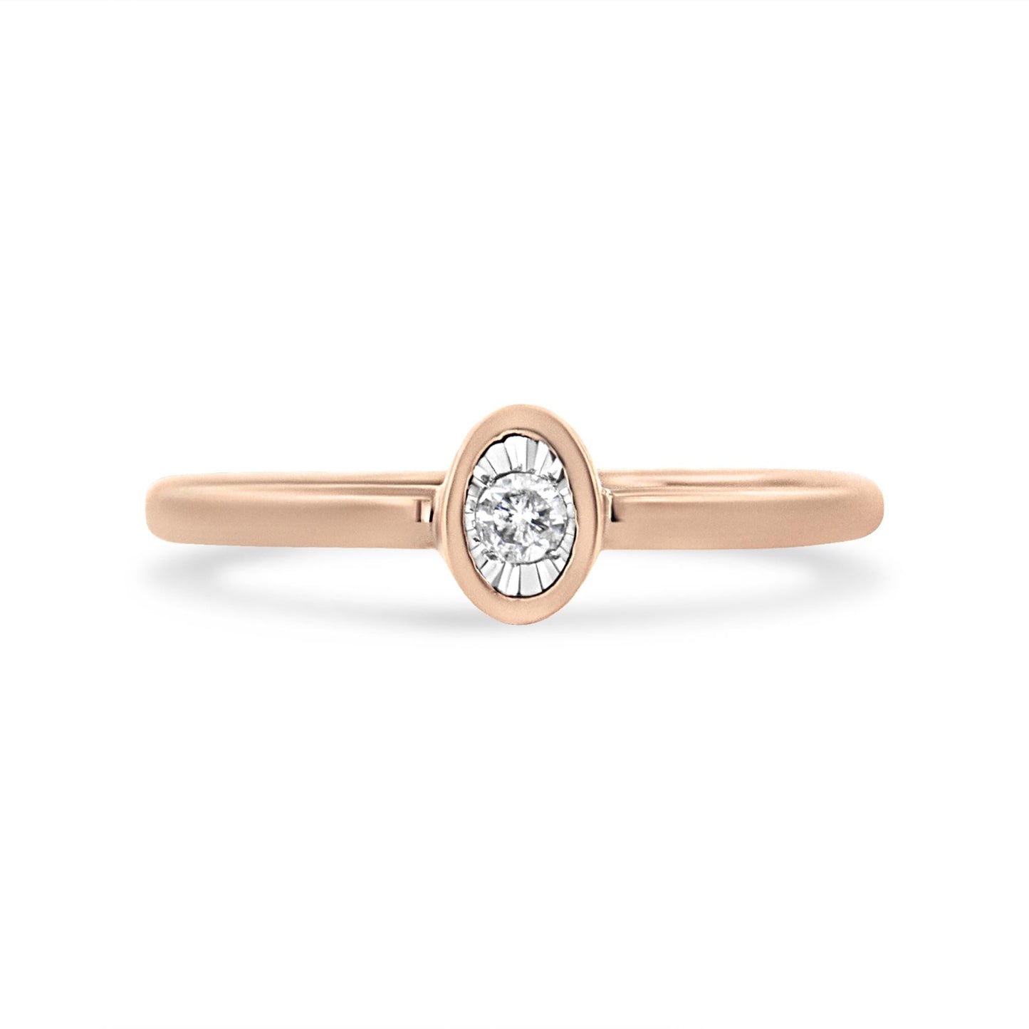 14K Rose Gold Plated.925 Sterling Silver 1/20 Cttw Miracle Set Diamond Ring