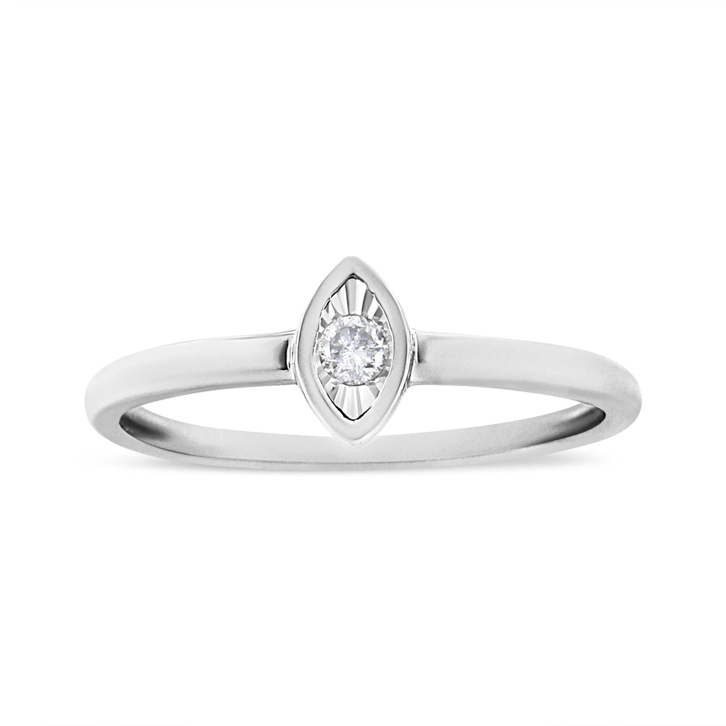 .925 Sterling Silver 1/20 Cttw Diamond Marquise Shaped Promise Ring (J-K I1-I2)