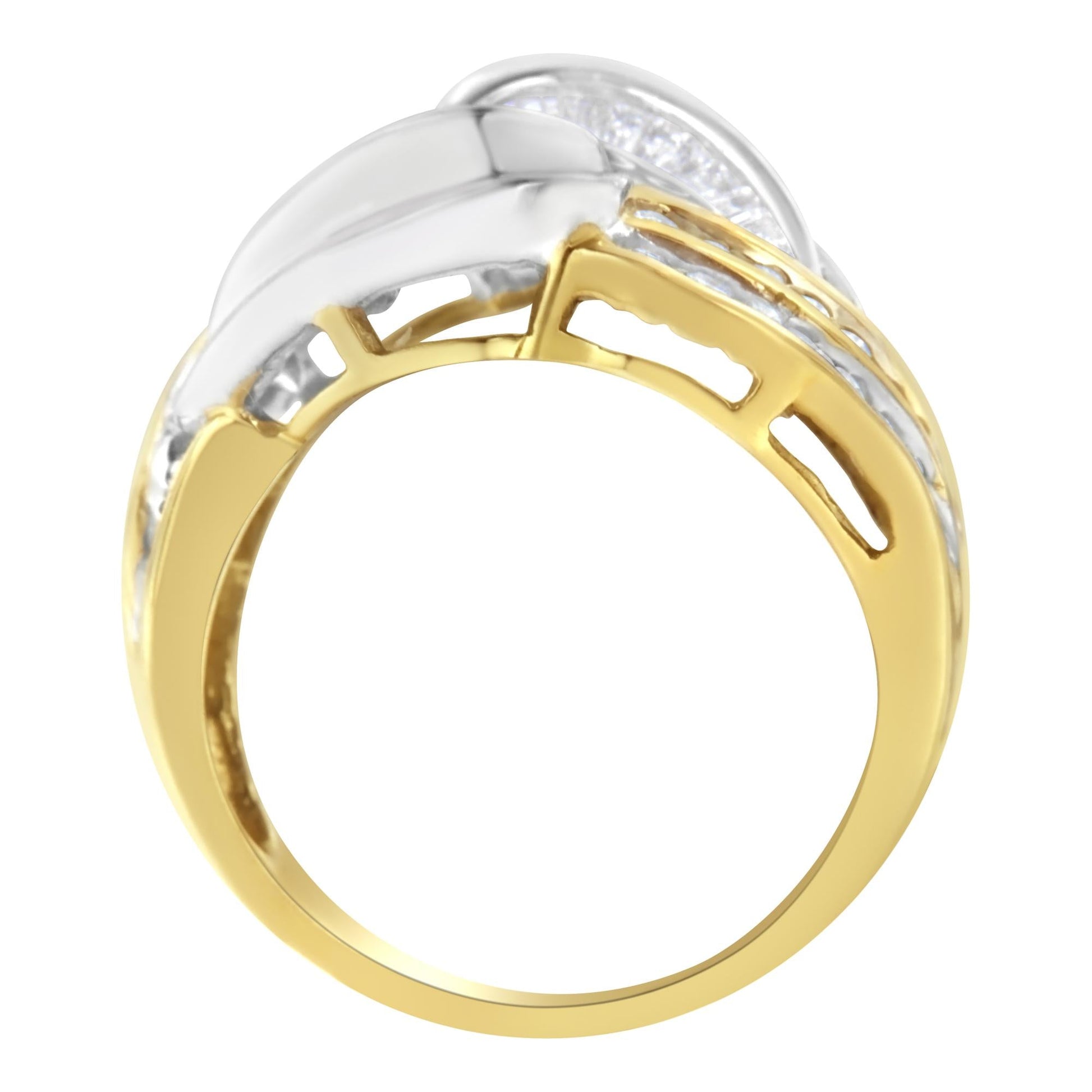 10KT Two-Toned Gold Diamond Bypass Ring (1 cttw H-I Color SI1-SI2 Clarity) - 7