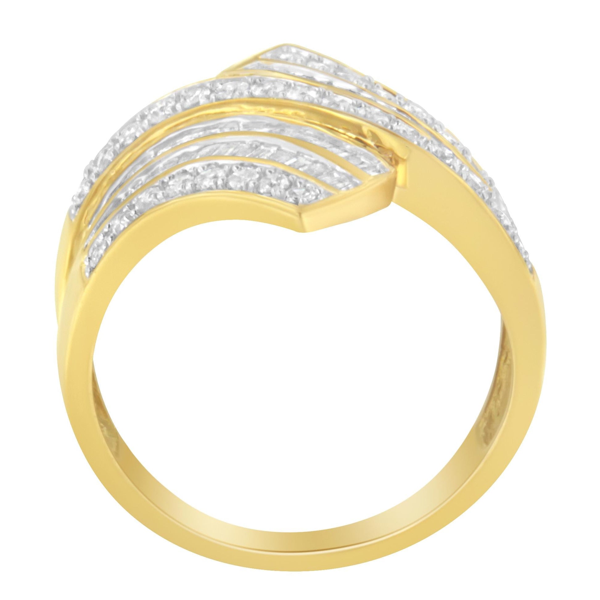 10K Yellow Gold Diamond Bypass Ring (1 1/7 Cttw I-J Color I1-I2 Clarity)