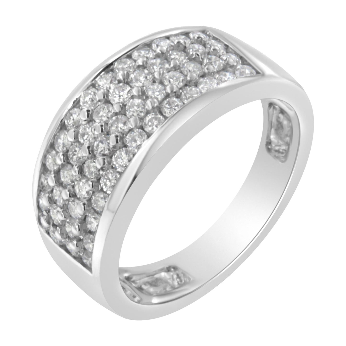 14K White Gold Round Cut Diamond Ring (1.0 Cttw H-I Color SI2-I1 Clarity) - 6.5