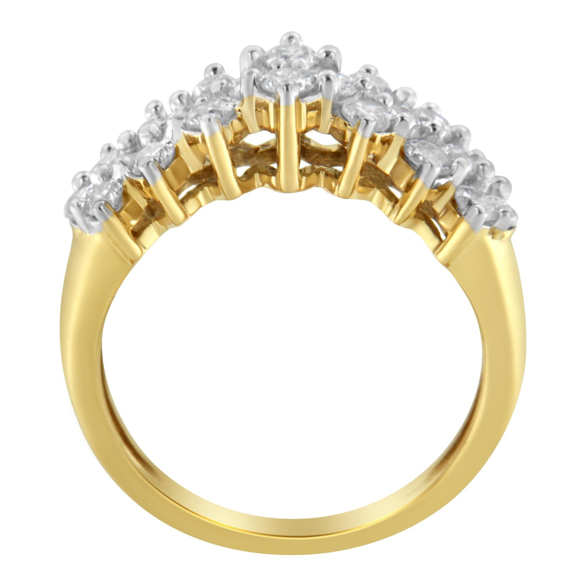 10K Yellow Gold Round Diamond Ring (1 cttw J-K Color I1-I2 Clarity) - 7