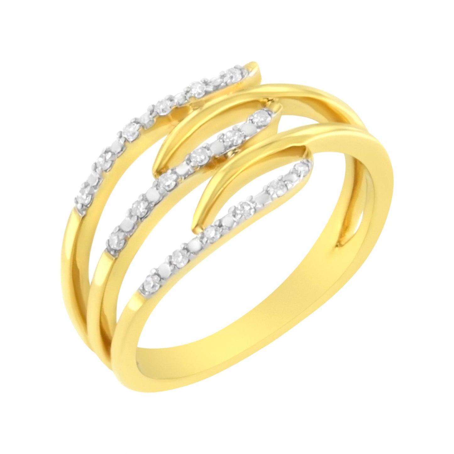 10K Yellow Gold Plated.925 Sterling Silver 1/10 Cttw Round-Cut Diamond Fashion