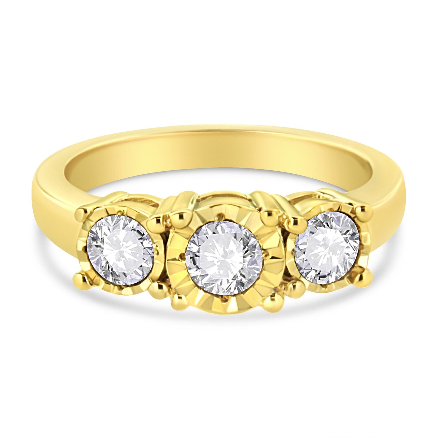 14K Yellow Gold Plated.925 Sterling Silver 1.00 Cttw Miracle-Set Round Diamond