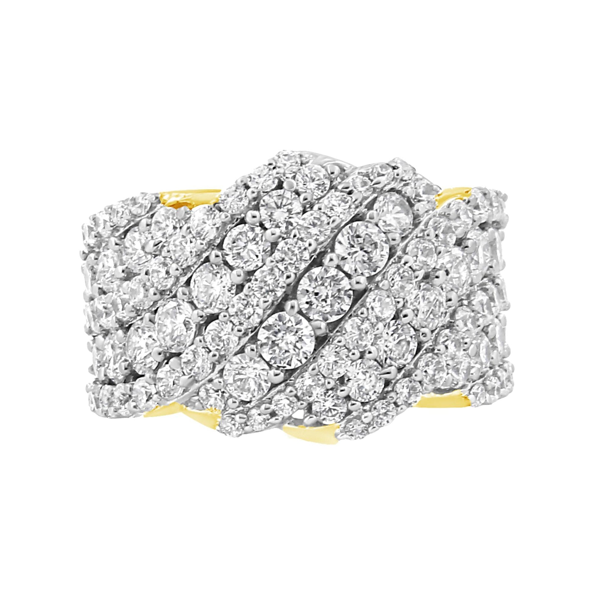 10K Gold 3.00 Cttw Diamond Multi Row Cluster Band Ring (I-J Color I3 Clarity)