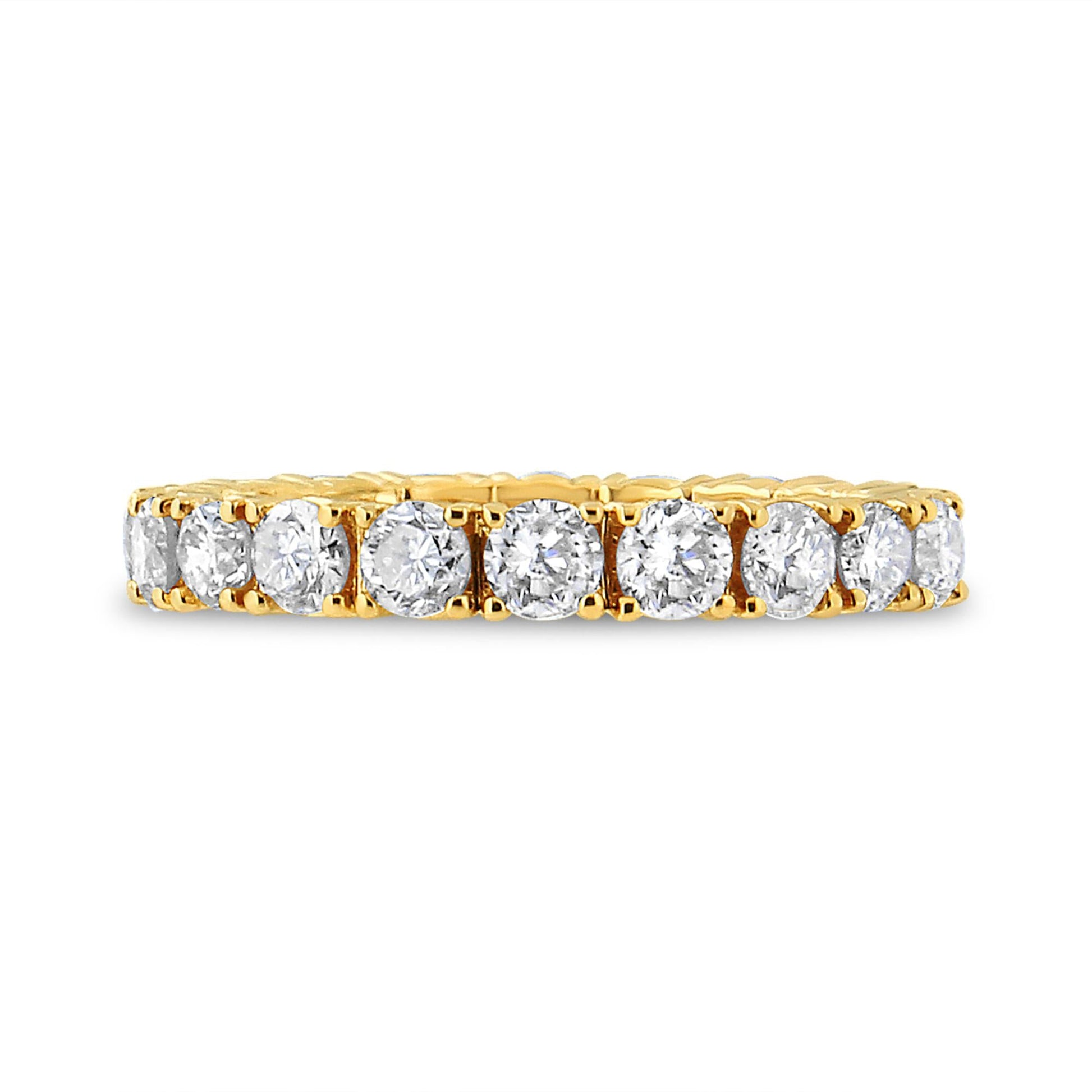 14K Yellow Gold 2.00 Cttw Shared Prong Set Round Cut Diamond Eternity Band (J-K