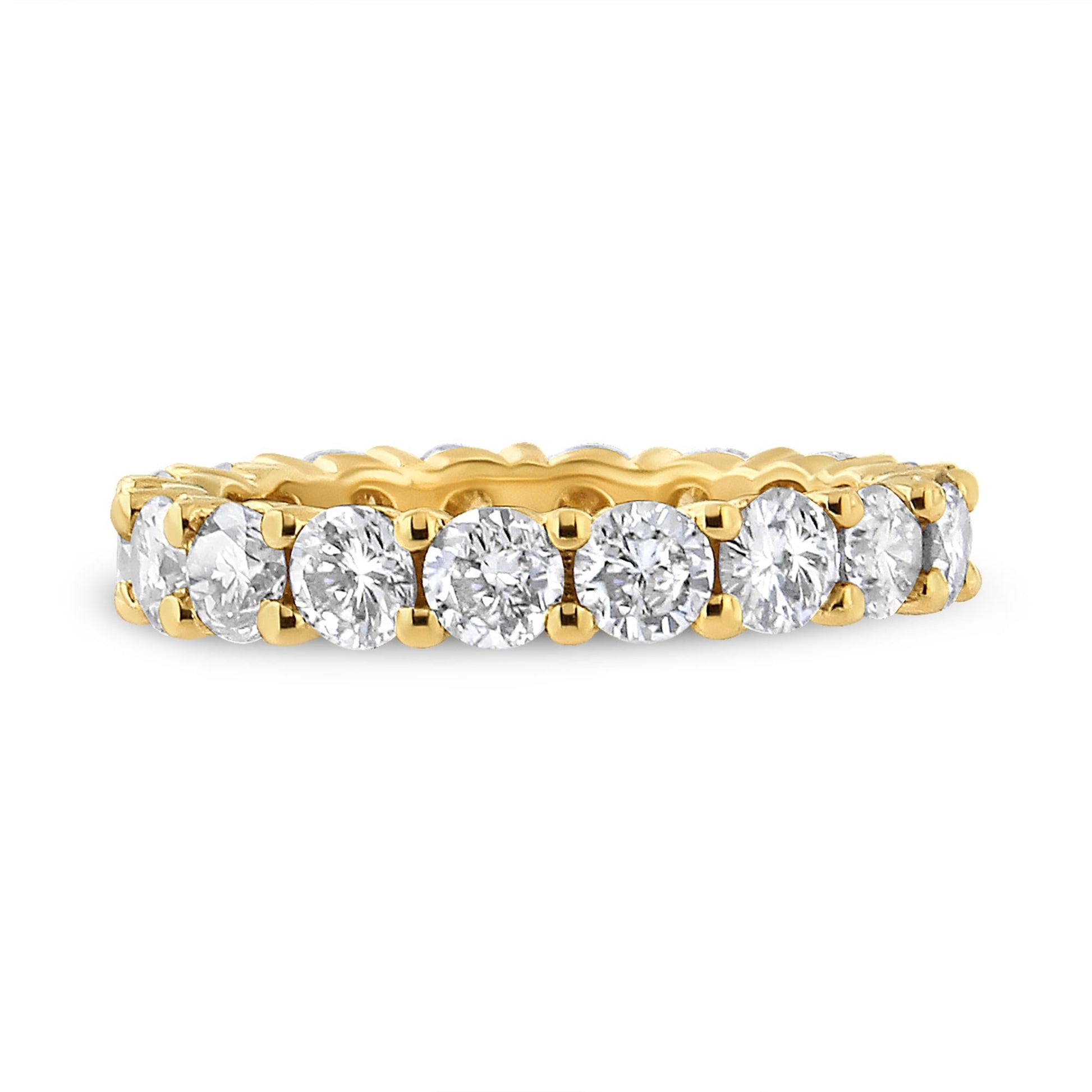 14K Yellow Gold 3.00 Cttw Shared Prong Set Round Cut Diamond Eternity Band (J-K